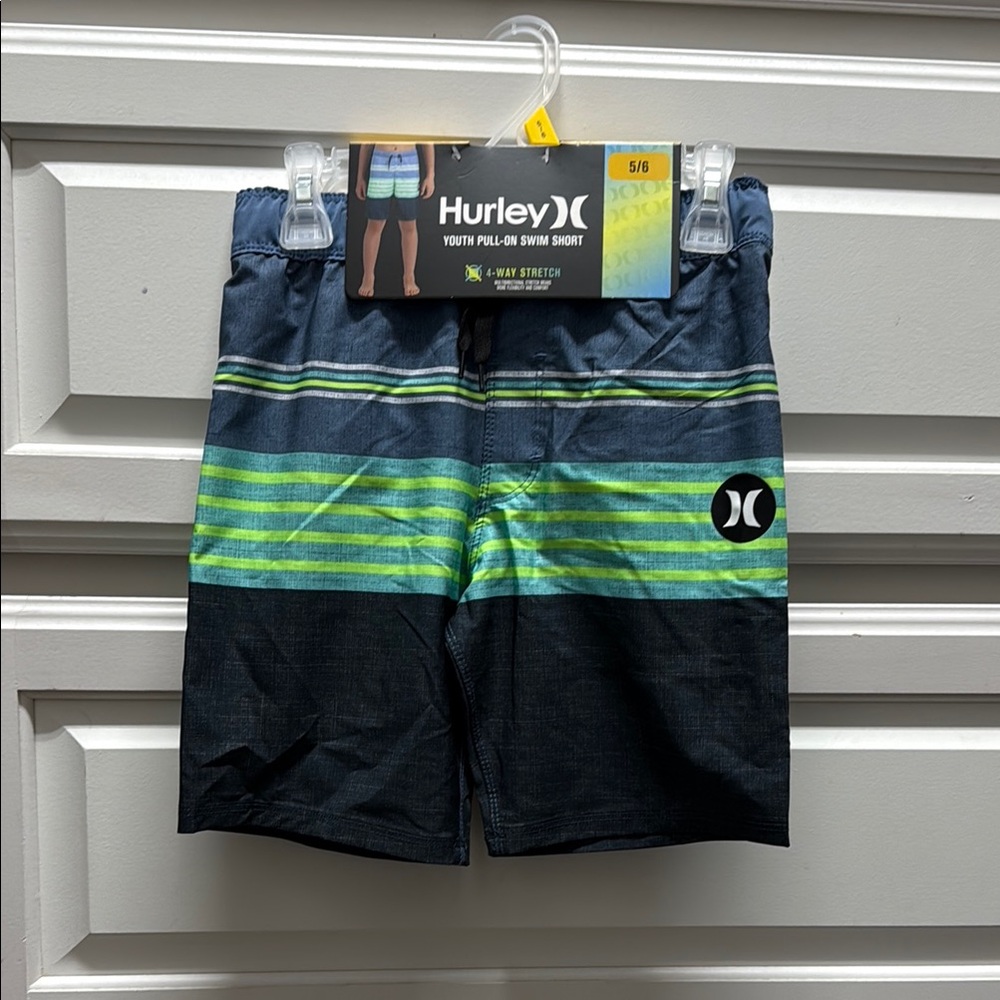 Hurley Kids Swim Trunks - Navy and Green